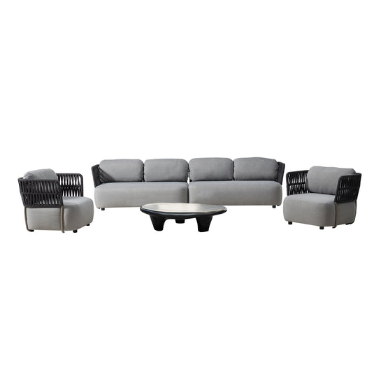 Set modular de 4 plazas SOFT gris + mesa centro Drimer carbón - SOFT4-DRIM
