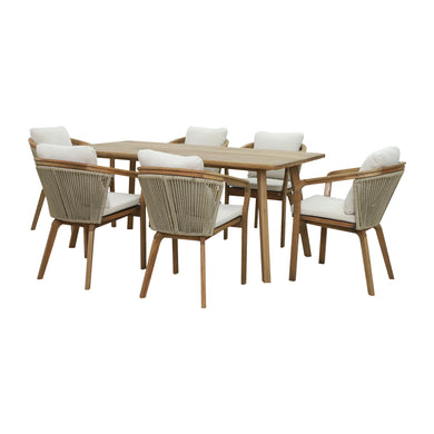 Comedor Sunday 1.8 M + 6 sillas Sunday color natural - HUC38262-SEIS