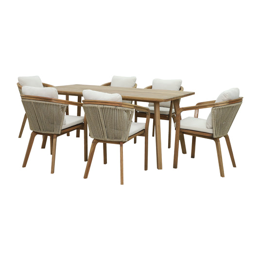 Comedor Sunday 1.8 M + 6 sillas Sunday color natural - HUC38262-SEIS