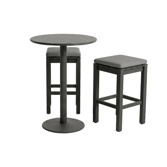 Comedor alto Diam Ø60 cm Méndez + 2 bancos Waterfall - MEN-WAFLL-2