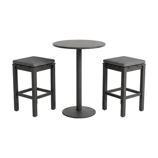 Comedor alto Diam Ø60 cm Méndez + 2 bancos Waterfall - MEN-WAFLL-2